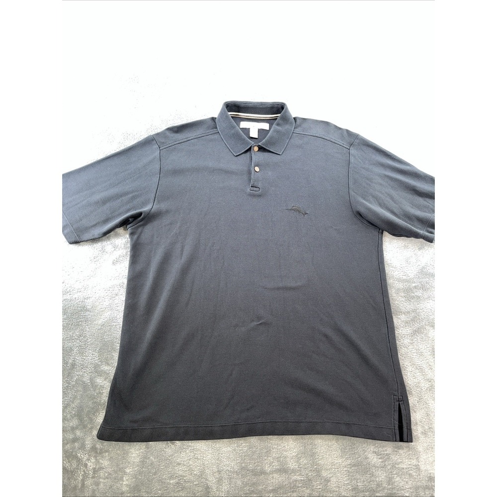 Tommy Bahama Pima Cotton/Poly Blend Men's Large Black Golf Polo - Picture 2 of 8